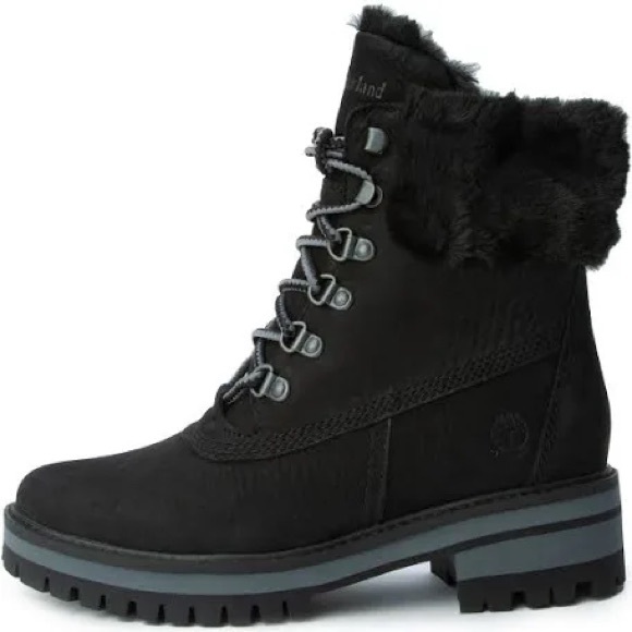 Timberland Shoes - Black suede fur trim Timberland booties